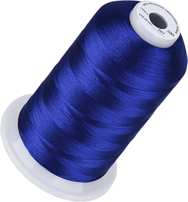 simthread 5500Yds Embroidery Thread, 5000M High-Yardage 40WT 100% Polyester Thread – 170+ Vivid Colors, High-Speed Rated – Compatible with Brother, Singer, Janome & More - Prussian Blue 007 - Image 1